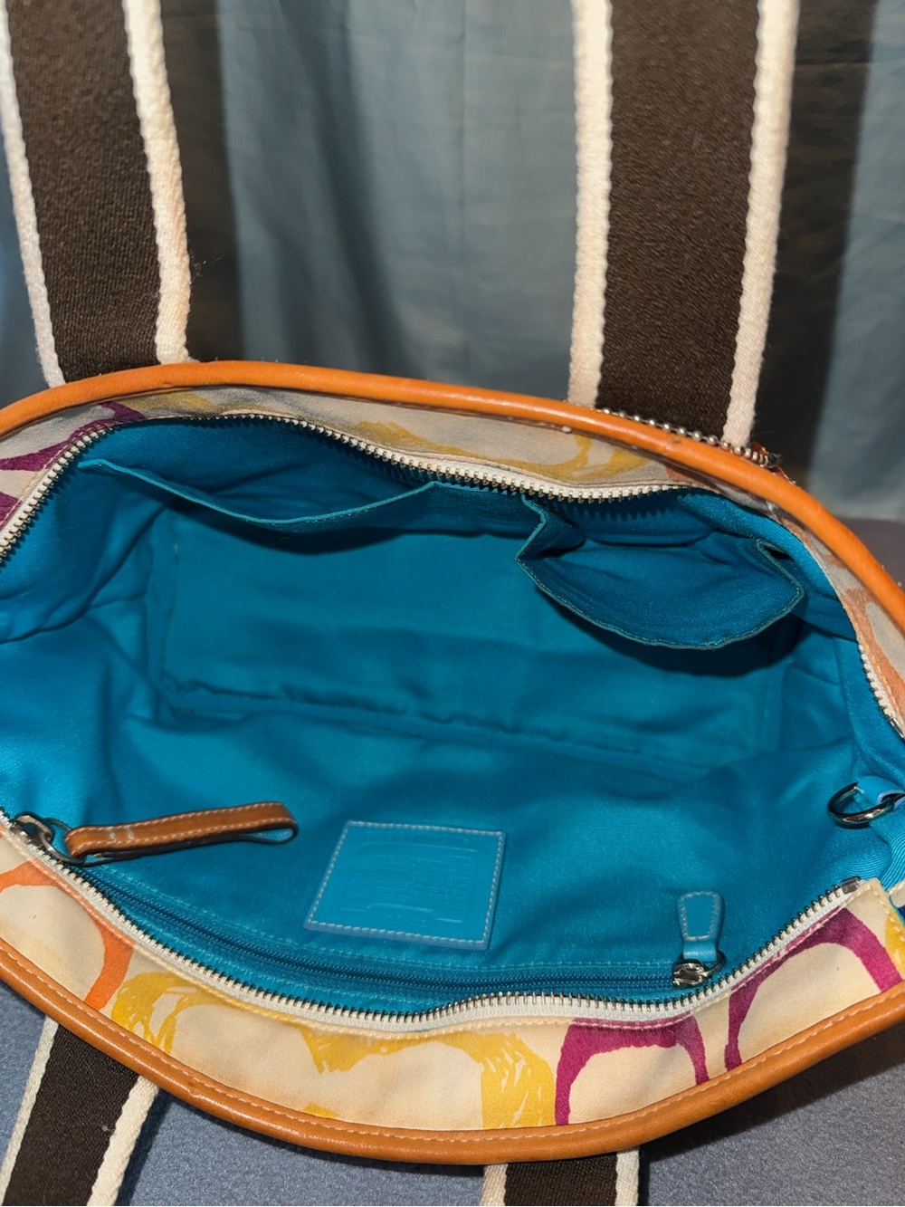 Coach Style 5660 Scribble Small Tote with Teal Straps - Picture 10 of 11